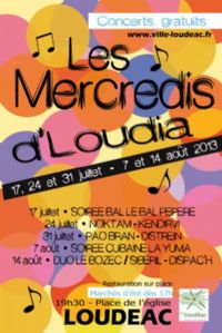 Les mercredis d'Loudia, concerts gratuits. Du 14 juillet au 14 août 2013 à Loudéac. Cotes-dArmor. 